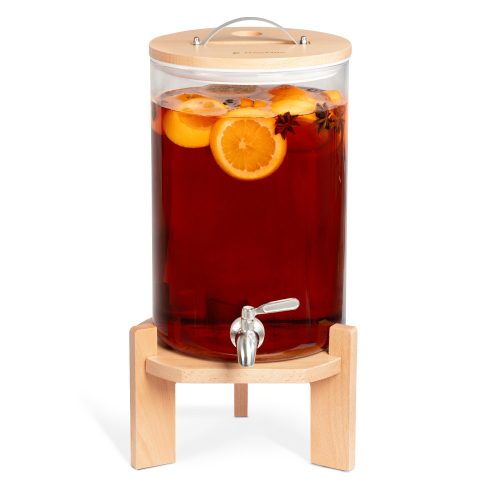 Navaris üveg italadagoló csappal és állvánnyal, 7 l, Barna, 46785.05