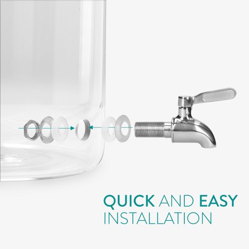 Navaris üveg italadagoló csappal és állvánnyal, 7 l, Barna, 46785.05