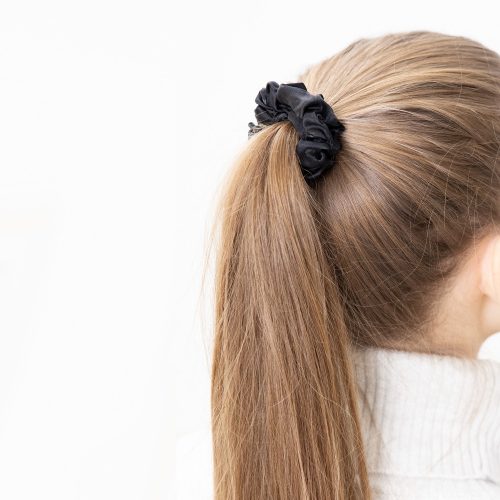 2 db hajgumi készlet 100% elasztikus Navaris selyemből, fekete, 52602.01.01