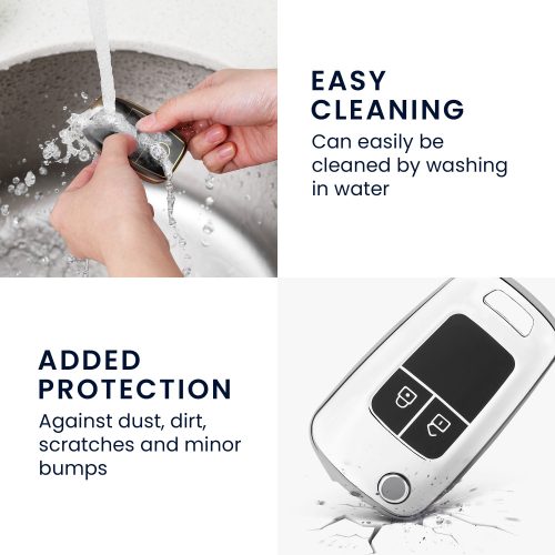 Opel / Chevrolet autókulcs fedél - 2 gombos, szilikon, ezüst, 52649.02