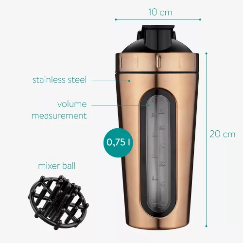 Navaris rozsdamentes acél fehérje shaker, 750 ml, arany, 52703.2.27