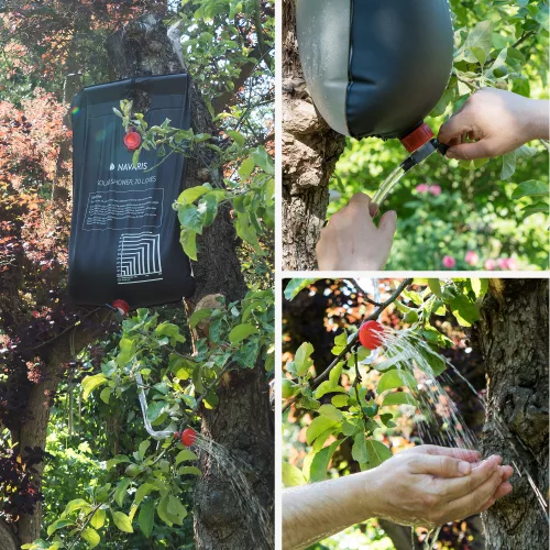 2 db Navaris napelemes kempingzuhany szett tömlővel és csapteleppel, 20L, Fekete, 45686.03.01