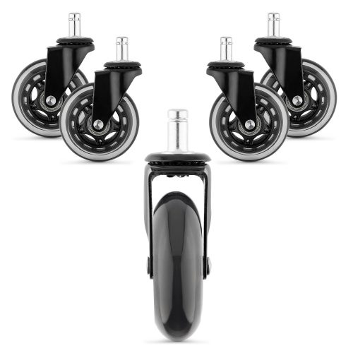 5 db-os kerék készlet irodai szék rúdhoz 11 mm, Kwmobile, fekete, poliuretán, 53129.01