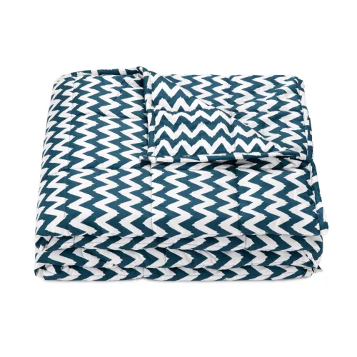 Patura grea Navaris, 135x200 cm, 8.8 kg, model zig-zag, pentru somn profund, gri, poliester/bumbac