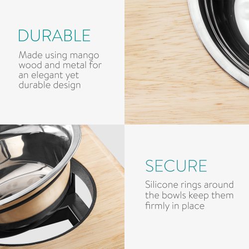 Állítható etetőállomás 2 tállal kutyáknak és macskáknak Navaris, 450 ml, 51387.1.02