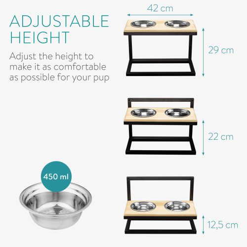 Állítható etetőállomás 2 tállal kutyáknak és macskáknak Navaris, 450 ml, 51387.1.02