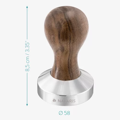 Navaris rozsdamentes acél tamper dió nyéllel, 58 mm, Covoras, 51802.01.30