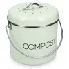Cos de compost Navaris, 3 L, cu maner si 3 filtre carbon, pentru bucatarie, verde menta, verde, metal
