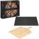 Zománcozott pizzakő 30x38 cm és bambusz pizzalapát, navaris, fekete/bézs, 51246.01.02