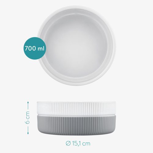 2 db-os tálka macskáknak és kutyáknak Navaris, csúszásgátló, szürke, 53411.22