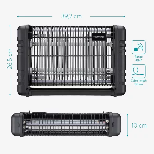 UV lámpa rovarok számára 4000V, 80 m2, Kwmobile, Fekete, Műanyag, 53414.01