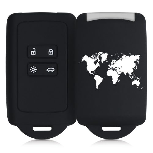 Renault / Dacia autókulcs burkolat - 4 gombos - Keyless Go, szilikon, fekete, 49769.11