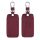 Renault / Dacia autókulcs burkolat - 4 gombos - Keyless Go, nubuk bőr, piros, 48564.20