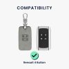 Renault / Dacia autókulcs burkolat - 4 gombos - Keyless Go, nubuk bőr, szürke, 48565.16