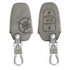 Peugeot / Citroen autókulcs burkolat - 3 gombos - Keyless Go, nubuk bőr, szürke, 53762.01