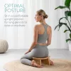 Taburet meditatie Navaris, ergonomic cu margini rotunjite, 41x21x18 cm, maro, bambus