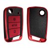 Autókulcs huzat VW / Skoda / Seat - 3 gombos, kwmobile, szilikon, piros / fekete, 54022.03