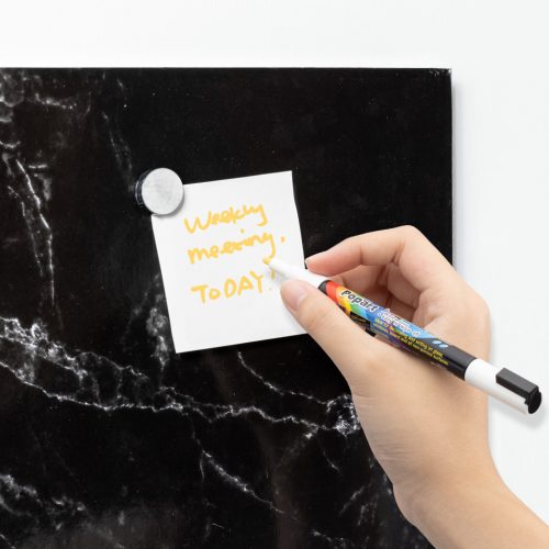 Tabla magnetica Navaris, design marmura neagra, 70x50 cm, planificare si notite, negru, MDF/otel