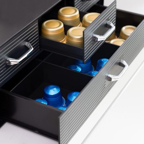 Navaris kávékapszula tartó 4 fiókkal, univerzális, 2 szintes, fekete, 54092.01