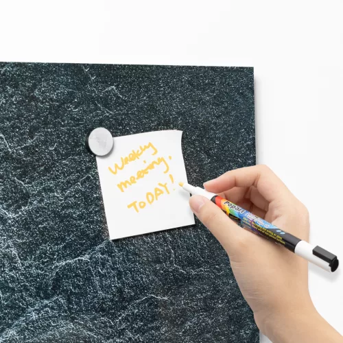 Tabla magnetica Navaris, design piatra neagra, 70x50 cm, planificare si notite, negru, MDF/otel