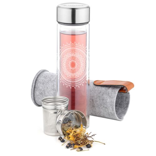 Navaris duplafalú boroszilikát üveg teásüveg, 500 ml, Infuser, Cover, 52420.2.02