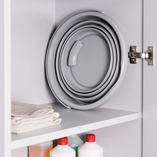 Navaris hőre lágyuló gumiból összecsukható vödör, 10 l, szürke, 45985.3.22