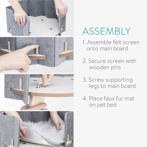 Magas fekhely macskáknak vagy kutyáknak Navaris és szőrszőnyeg, szürke, 54253.01