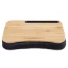 Suport laptop cu perna Navaris, 44x32x6 cm, maner portabil, maro, bambus