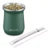 Cana Yerba Mate Navaris, 1 pai, 1 perie, 300 ml, inox, verde, 54274.01.07