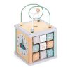 Cub activitati 5 in 1 Navaris din lemn, labirint + sortator + abac, 38x20x20 cm, multicolor, lemn