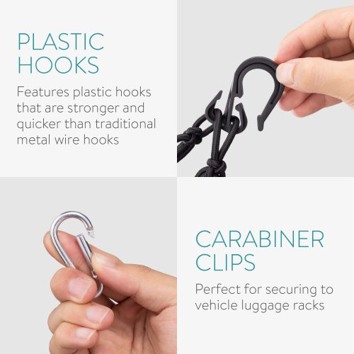 2db rakományháló készlet Navaris motorkerékpárokhoz, 40 x 40 cm, kampók, karabiner, 54307.01