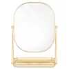 Oglinda cosmetica Navaris cu tava pentru bijuterii, 20.5x13.3x28 cm, roz/auriu, sticla/metal
