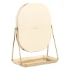 Oglinda cosmetica Navaris cu tava pentru bijuterii, 20.5x13.3x28 cm, roz/auriu, sticla/metal