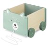Cutie depozitare jucarii cu roti Navaris, model urs polar, 25.5x24x20 cm, pentru copii, alb, MDF