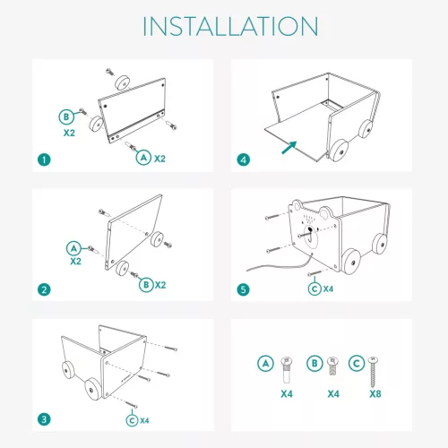 Cutie depozitare jucarii cu roti Navaris, model urs polar, 25.5x24x20 cm, pentru copii, alb, MDF