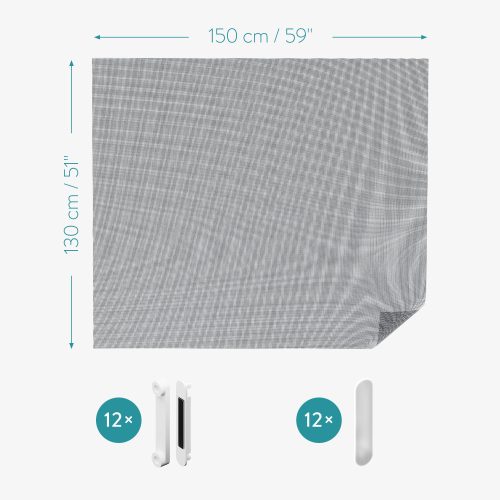 Navaris ablakos rovarháló, 220 x 150 cm, Állítható, Mágneses kapcsok, 54487.2