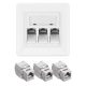 Szett 1 db RJ45 hármas hálózati aljzat 3 db CAT 6A csatlakozóval, Kwmobile, fehér, fém, 54571.03.01