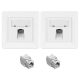 2 db árnyékolt RJ45 hálózati aljzat készlet 2 db CAT 6A csatlakozóval, Kwmobile, fehér, fém, 54571.01.02