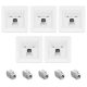 5 db árnyékolt RJ45 hálózati aljzat készlet 5 db CAT 6A csatlakozóval, Kwmobile, fehér, fém, 54571.01.05