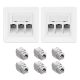 2 db RJ45 hármas hálózati aljzat készlet 4 db CAT 6A csatlakozóval, Kwmobile, fehér, fém, 54571.03.02