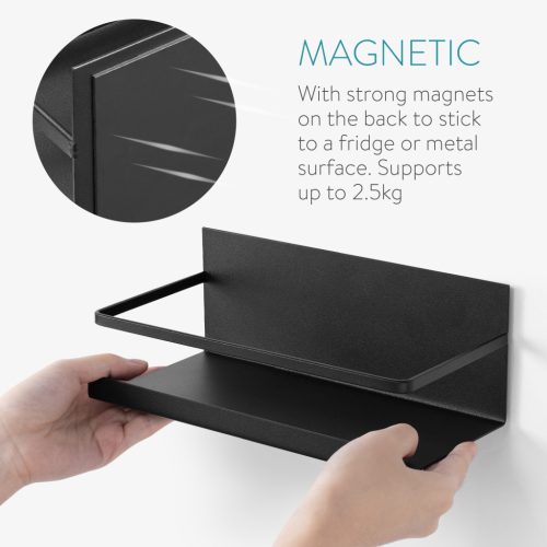 Raft magnetic Navaris, 24.4x12x9.3 cm, 2.5 kg capacitate, condimente, metal/magneti, negru, metal