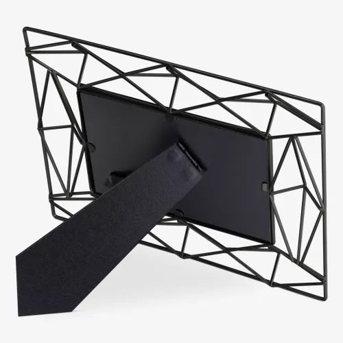 Rama foto metalica Navaris, 24x19 cm, design 3D, pentru poze 10x15, negru, MDF/sticla/metal
