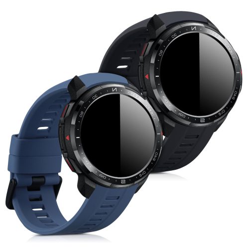 2 db szíjkészlet Honor Watch GS Pro-hoz, szilikon, fekete/kék, 53585.02