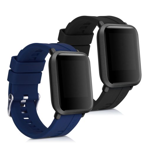 2 db pánt készlet Xiaomi Amazfit Bip / Amazfit Bip Lite, kwmobile, szilikon, kék/fekete, 54776.01