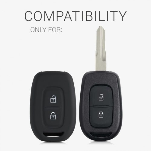 Dacia / Renault autókulcs tok - 2 gombos - Keyless Go, kwmobile, szilikon, fekete / kék, 54813.02