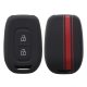 Dacia / Renault autókulcs tok - 2 gombos - Keyless Go, kwmobile, szilikon, fekete / piros, 54813.01