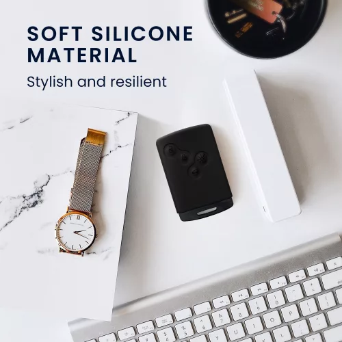 Autókulcs fedél Renault-hoz - 4 gombos - Keyless Go, kwmobile, szilikon, fekete/fehér, 54808.02