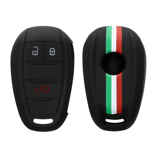 Alfa Romeo autókulcs tok - 3 gombos, kwmobile, szilikon, fekete, 53855.02
