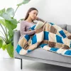 Patura grea Navaris, perle de sticla, 135x200 cm, 6.8 kg, gri, sticla/poliester/bumbac