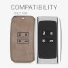 Renault / Dacia autókulcs burkolat - 4 gombos - Keyless Go, kwmobile, ökológiai bőr, barna, 54927.01